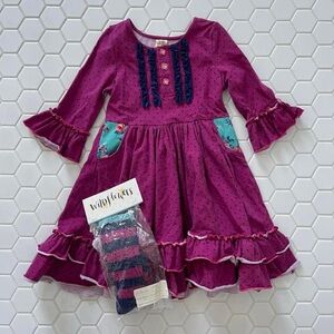 Wildflowers Pretty in plum boho dress and socks